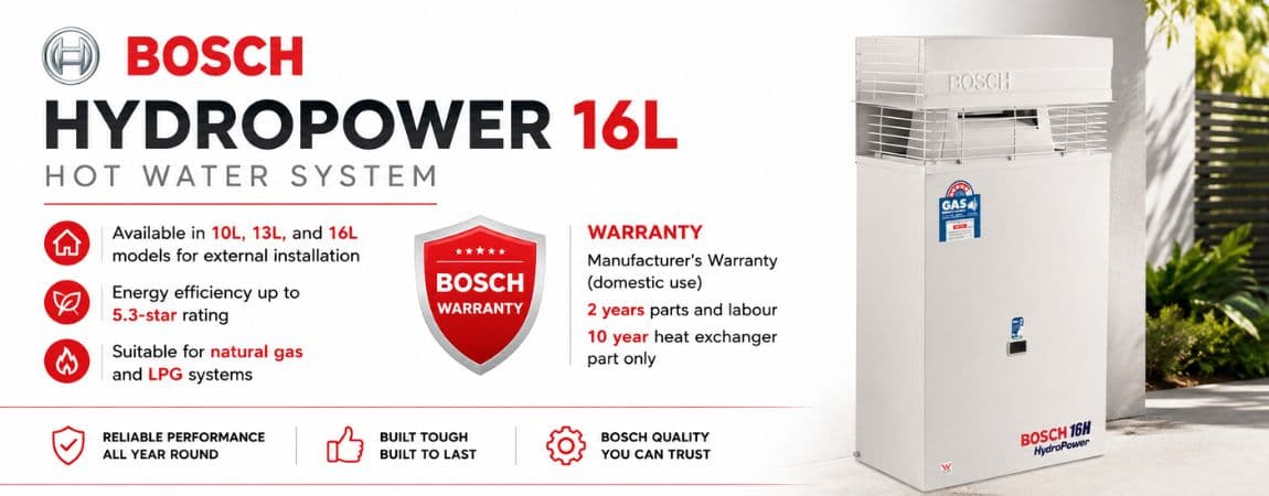 Bosch HydroPower hot water systems supplied and installed across the Sunshine Coast & Brisbane