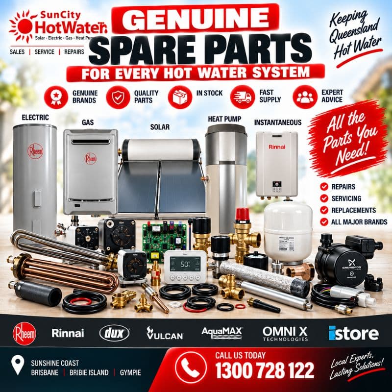 Genuine hot water system spare parts stocked across the Sunshine Coast and Brisbane