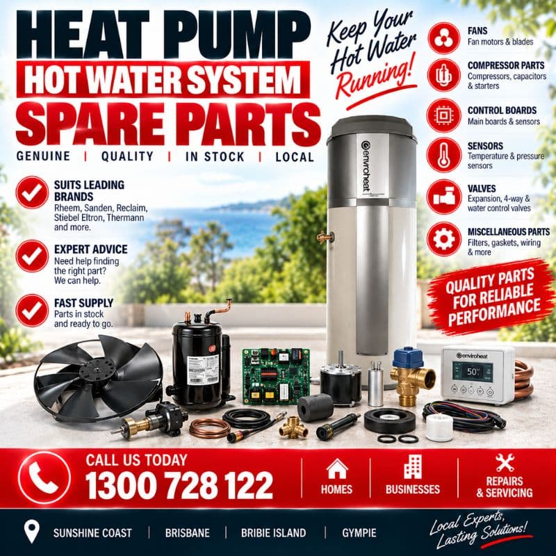 Heat pump hot water system spare parts — compressors, fans and controllers