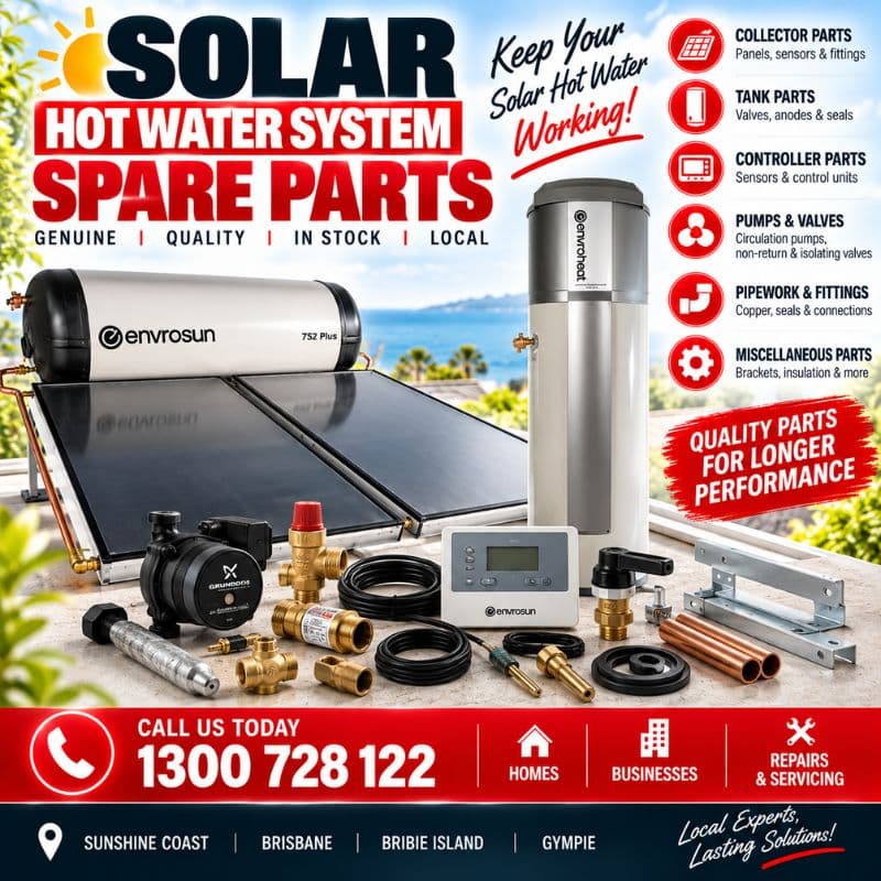 Solar hot water system spare parts — collectors, pump stations and controllers