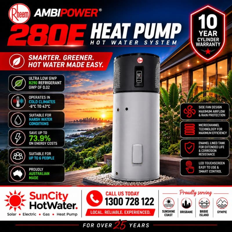 Rheem hot water system installation across Brisbane & the Sunshine Coast