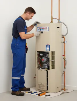 AquaMAX G270SS gas storage water heater with durable stainless steel tank, low maintenance, and long-lasting hot water performance.